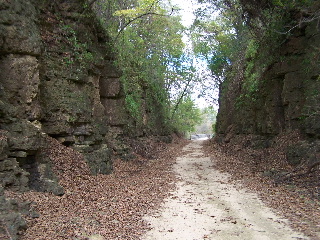 The largest rock wall passes along the Jane Addams trail